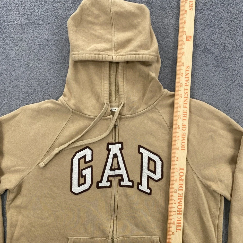 Gap Full Zip Hoodie Womens Medium Travertine Brown Heritage Logo Sweatshirt